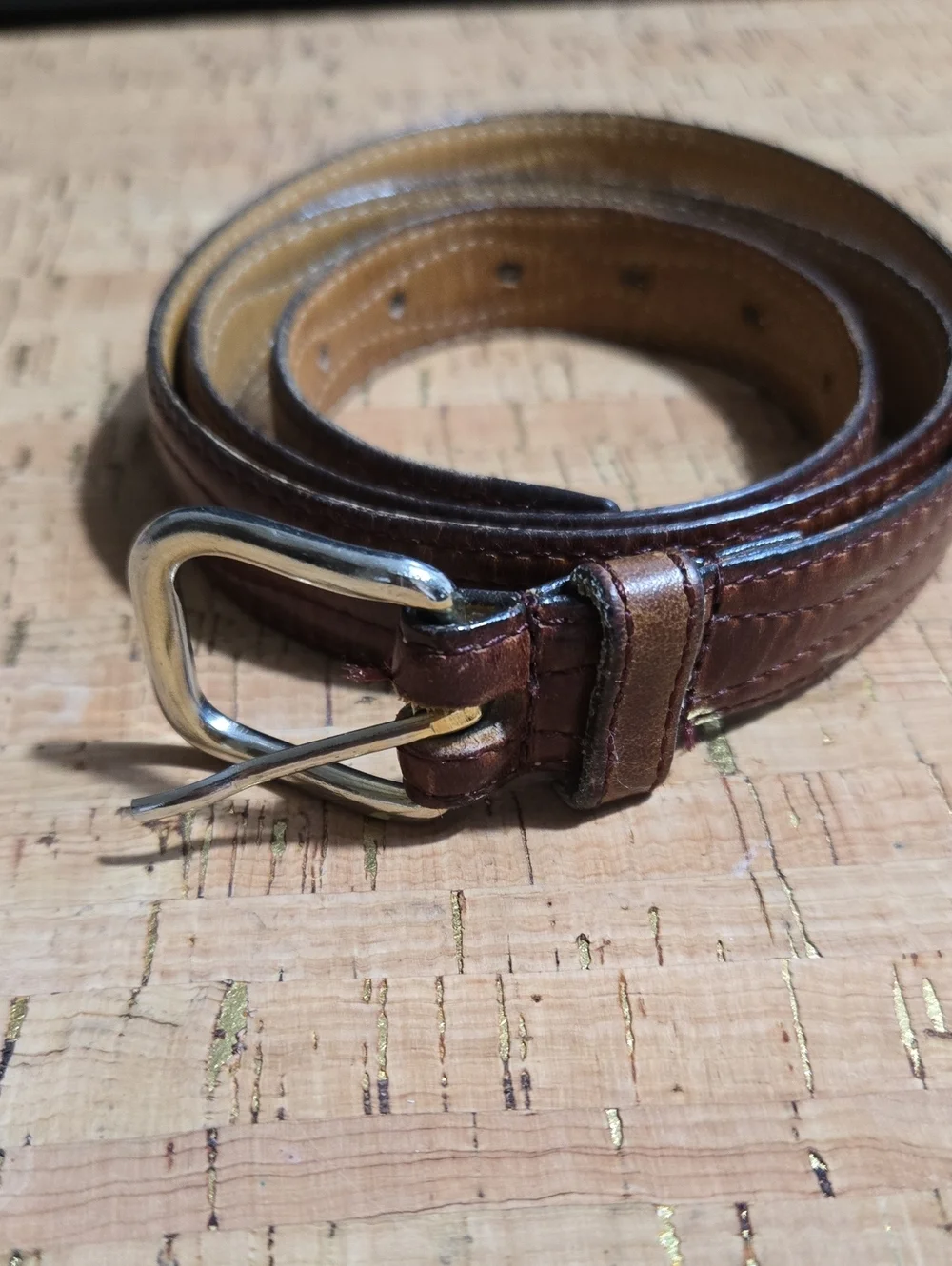 Classic Brown Leather Women's Belt - Handmade, Sz M